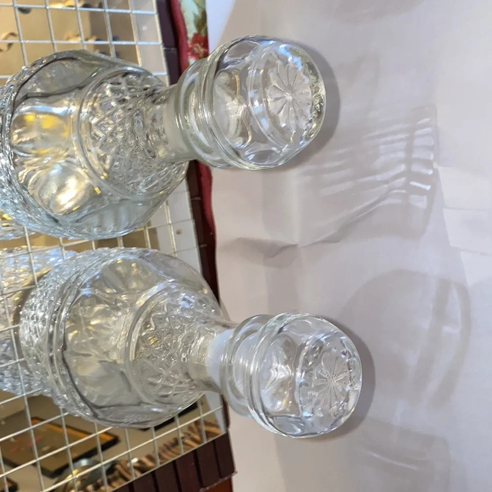 Vintage Princess House Decanter -Diamond Pattern Pressed Glass Bottom Thumbprint